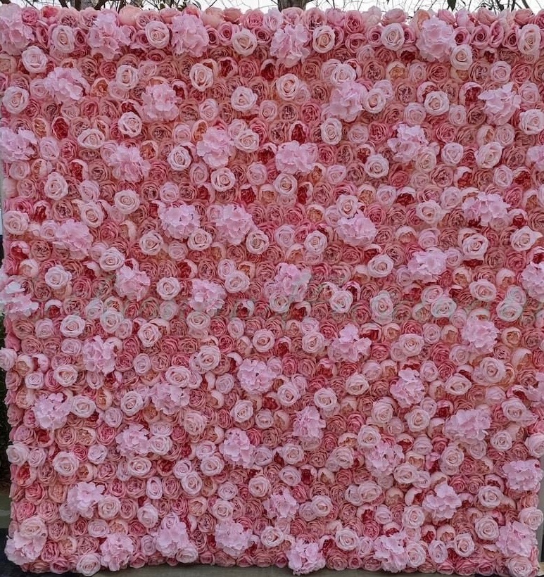 pretty prink floral wall for rent